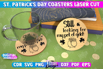 St. Patrick's Day Coasters | Table Cup Coasters | St Patrick's Day Symbols | CNC File SVG The T Store Design 