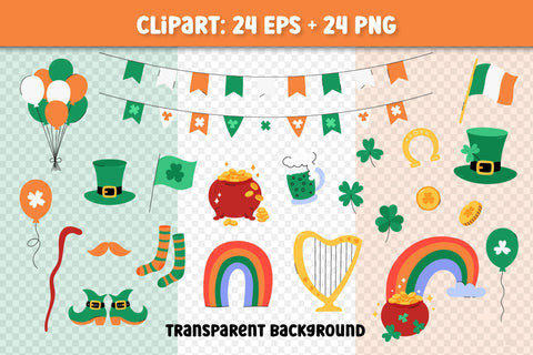 St. Patrick’s Day Collection | PNG Clipart | Vector Patterns | Patricks Day Cute Illustrations | Irish Holiday Symbols Digital Pattern AnnaViolet_store 