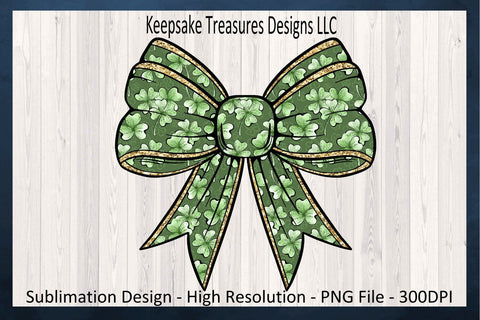St. Patrick's Day Coquette Bow Set, Sublimation Shamrock Bow PNG, Happy St. Patrick's Day, Digital Download Sublimation Keepsake Treasures Designs LLC. 