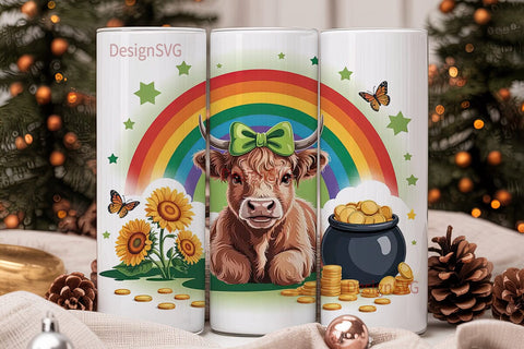 St. Patrick's Day Cow 20oz Tumbler Wrap Sublimation DesignSVG 