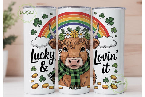 St. Patrick's Day Cow 20oz Tumbler Wrap Sublimation PixelChick 