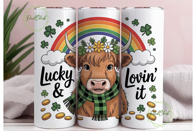St. Patrick's Day Cow 20oz Tumbler Wrap Sublimation PixelChick 