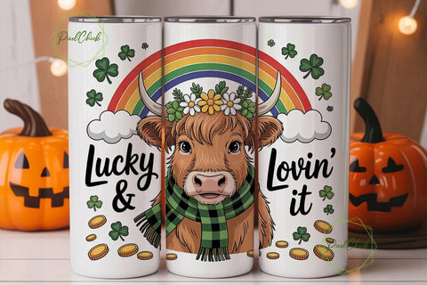 St. Patrick's Day Cow 20oz Tumbler Wrap Sublimation PixelChick 
