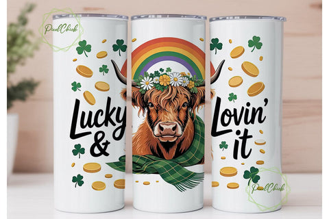 St. Patrick's Day Cow 20oz Tumbler Wrap Sublimation PixelChick 