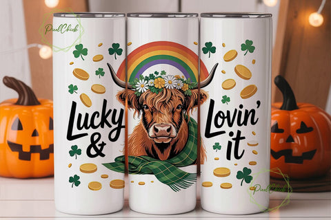 St. Patrick's Day Cow 20oz Tumbler Wrap Sublimation PixelChick 