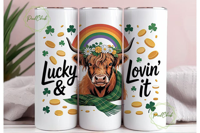 St. Patrick's Day Cow 20oz Tumbler Wrap Sublimation PixelChick 
