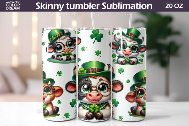 St Patricks Day Cow Tumbler | Seamless Tumbler Wrap Sublimation WatercolorColorDream 