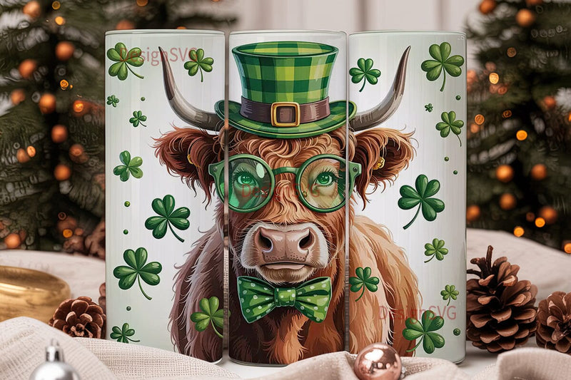 St. Patrick's Day Cow Tumbler Wrap Sublimation DesignSVG 