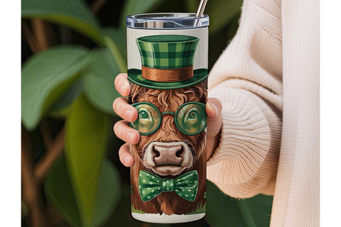 St. Patrick's Day Cow Tumbler Wrap Sublimation DesignSVG 