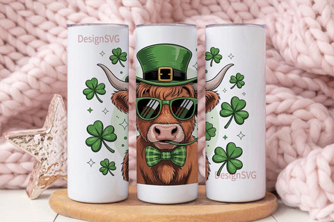 St. Patrick's Day Cow Tumbler Wrap Sublimation DesignSVG 