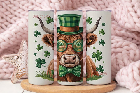 St. Patrick's Day Cow Tumbler Wrap Sublimation DesignSVG 