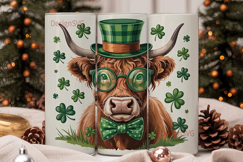 St. Patrick's Day Cow Tumbler Wrap Sublimation DesignSVG 
