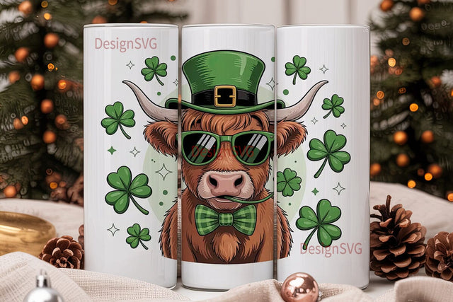 St. Patrick's Day Cow Tumbler Wrap Sublimation DesignSVG 