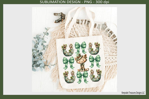 St. Patrick’s Day Cute Kitty, Coquette Bows Sublimation T-Shirt Png Design Sublimation Keepsake Treasures Designs LLC. 