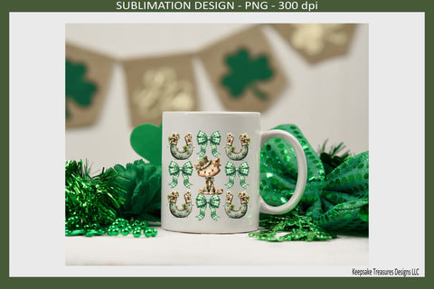 St. Patrick’s Day Cute Kitty, Coquette Bows Sublimation T-Shirt Png Design Sublimation Keepsake Treasures Designs LLC. 