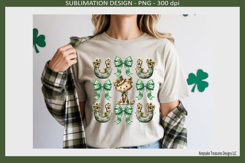 St. Patrick’s Day Cute Kitty, Coquette Bows Sublimation T-Shirt Png Design Sublimation Keepsake Treasures Designs LLC. 