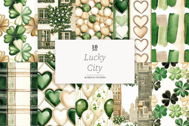 St Patricks Day Digital Paper | Shamrock Clover Backgrounds Digital Pattern GlamArtZhanna 