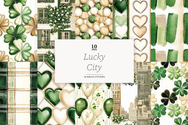 St Patricks Day Digital Paper | Shamrock Clover Backgrounds Digital Pattern GlamArtZhanna 