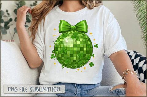 St Patricks Day Disco Ball Coquette Bow Sublimation Sublimation Shetara Begum 