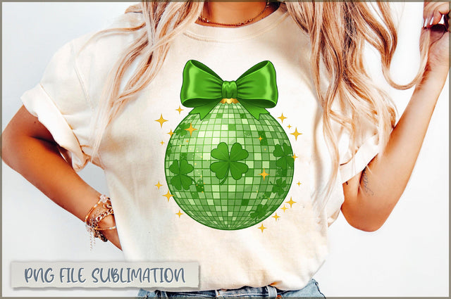 St Patricks Day Disco Ball Coquette Bow Sublimation Sublimation Shetara Begum 