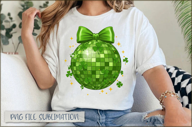 St Patricks Day Disco Ball Coquette Bow Sublimation Sublimation Shetara Begum 