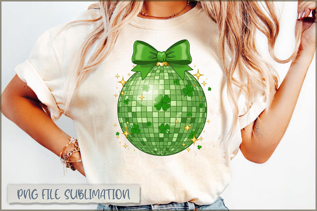 St Patricks Day Disco Ball Coquette Bow Sublimation Sublimation Shetara Begum 