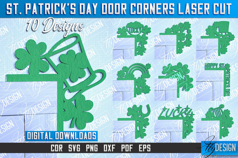 St. Patrick's Day Door Corners| Door Corners Design | CNC File SVG Fly Design 