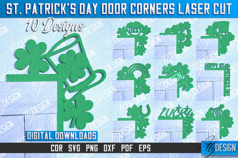 St. Patrick's Day Door Corners| Door Corners Design | CNC File SVG Fly Design 