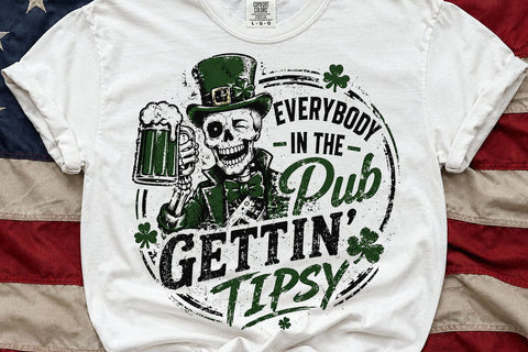 St Patricks Day Drinking Skeleton PNG Art SVG DesignDestine 