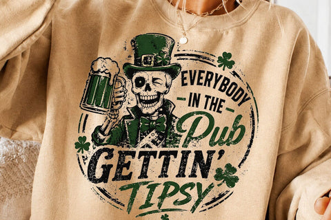 St Patricks Day Drinking Skeleton PNG Art SVG DesignDestine 