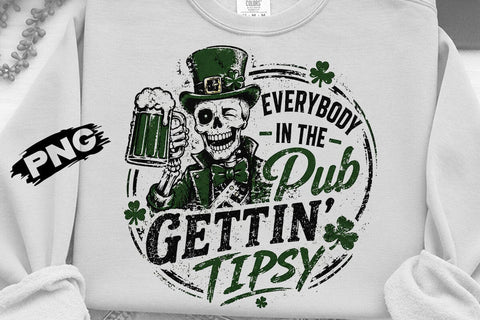 St Patricks Day Drinking Skeleton PNG Art SVG DesignDestine 