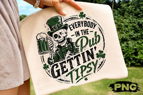 St Patricks Day Drinking Skeleton PNG Art SVG DesignDestine 