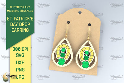 St. Patrick's Day Drop Earrings Laser Cut SVG SVG Evgenyia Guschina 