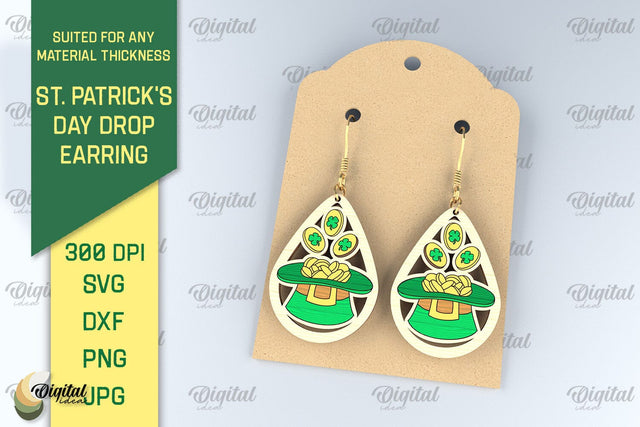 St. Patrick's Day Drop Earrings Laser Cut SVG SVG Evgenyia Guschina 
