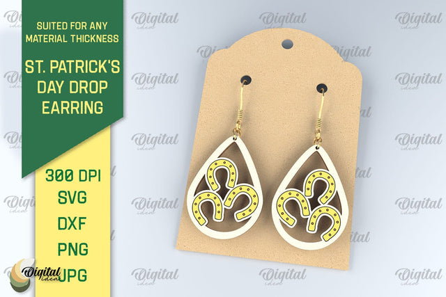 St. Patrick's Day Drop Earrings Laser Cut SVG SVG Evgenyia Guschina 