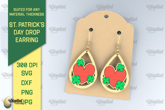 St. Patrick's Day Drop Earrings Laser Cut SVG SVG Evgenyia Guschina 