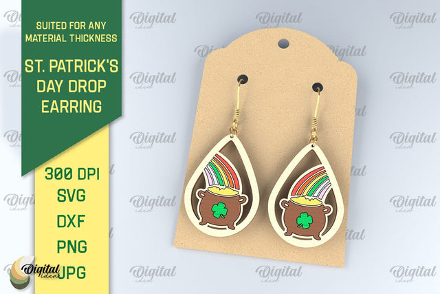 St. Patrick's Day Drop Earrings Laser Cut SVG SVG Evgenyia Guschina 