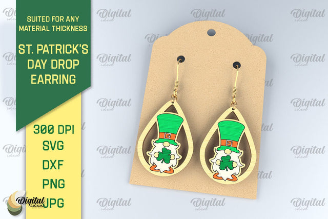 St. Patrick's Day Drop Earrings Laser Cut SVG SVG Evgenyia Guschina 