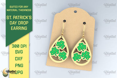 St. Patrick's Day Drop Earrings Laser Cut SVG SVG Evgenyia Guschina 