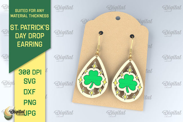 St. Patrick's Day Drop Earrings Laser Cut SVG SVG Evgenyia Guschina 