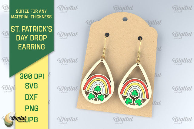 St. Patrick's Day Drop Earrings Laser Cut SVG SVG Evgenyia Guschina 