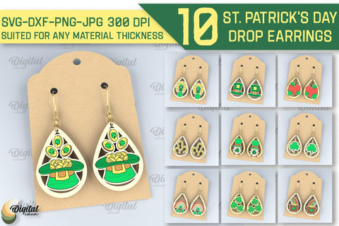 St. Patrick's Day Drop Earrings SVG Bundle. Earrings Laser Cut SVG SVG Evgenyia Guschina 
