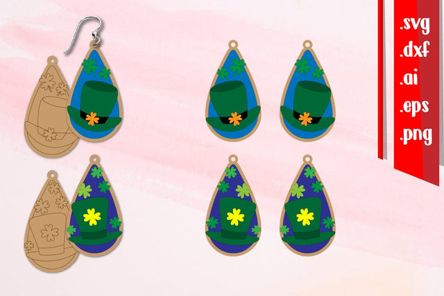St Patrick's Day Earrings 2 | Cut & Score SVG zafrans studio 