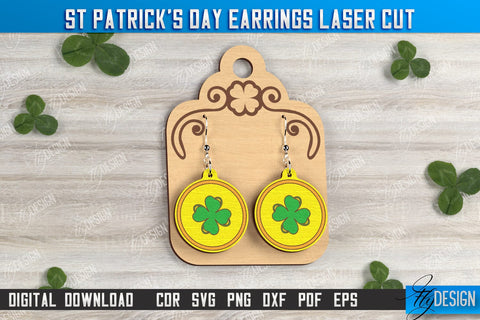 St Patrick's Day Earrings Bundle | Shamrock | St Patrick's Signs | Accessories | CNC Files SVG Fly Design 