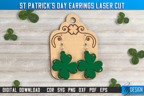 St Patrick's Day Earrings Bundle | Shamrock | St Patrick's Signs | Accessories | CNC Files SVG Fly Design 
