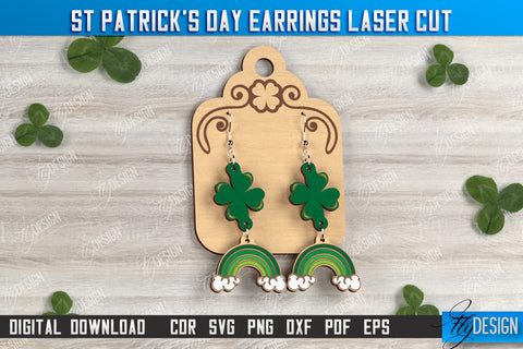 St Patrick's Day Earrings Bundle | Shamrock | St Patrick's Signs | Accessories | CNC Files SVG Fly Design 