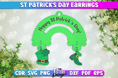 St Patrick's Day Earrings Bundle | Shamrock | St Patrick's Signs | Accessories | CNC Files SVG The T Store Design 