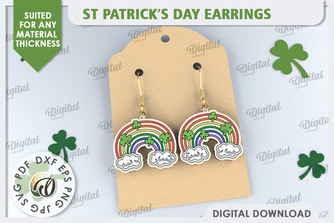 St Patricks Day Earrings Laser Cut Bundle. Lucky Charm SVG SVG Evgenyia Guschina 