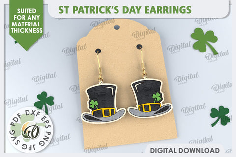 St Patricks Day Earrings Laser Cut Bundle. Lucky Charm SVG SVG Evgenyia Guschina 