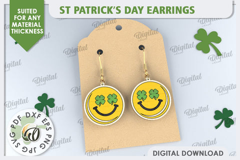 St Patricks Day Earrings Laser Cut. Lucky Charm SVG SVG Evgenyia Guschina 